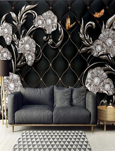  Coole Tapeten, 3D-Tapete mit rosa Blumen, Wandbild, Wandverkleidung, Aufkleber, abziehen und aufkleben, entfernbares PVC/Vinyl-Material, selbstklebend/Kleber erforderlich, Wanddekoration für