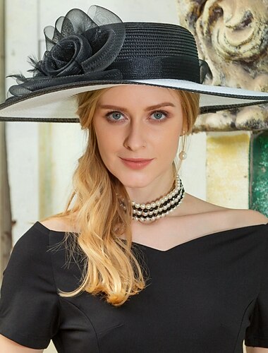 Elegant Retro vintage Derby Helm Hoeden Kerkmuts Vriendelijke vrouw Edelvrouw Kostuum Dames Valentijnsdag Derby Bruiloft Ascot Volwassenen Hoed Lente zomer