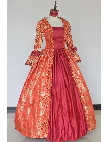  Vintage Barroco Punk y gótico Maxi Vestidos Julieta Cenicienta Princesa Escote Cuadrado Normal Real Víspera de Todos los Santos Carnaval Mascarada Rendimiento Fiesta Víspera de Todos los Santos