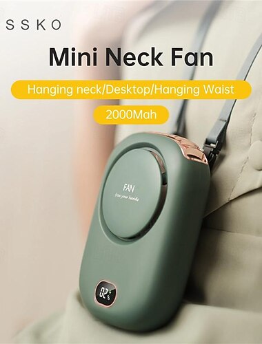  ミニハンギングネックファン – 調整可能なブレードレスUSB充電式スポーツ冷却ファン、ランヤード付き