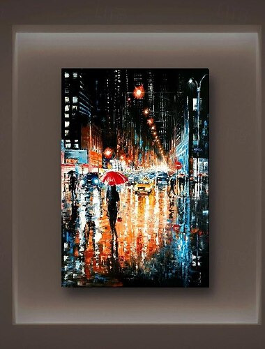  Pittura a olio di paesaggio urbano Arte su tela strutturata a mano Pittura di skyline colorato Dipinto a mano di arte del paesaggio Pittura di scena di strada urbana Pittura di arte moderna per la