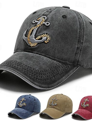  Herre Baseball kasket Solhat Trucker Hat Sort Navyblå polyester Broderi Mode Afslappet Gade Daglig Anker Justérbar Solcreme Åndbart