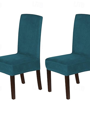  housses de chaise de salle à manger en velours housses de chaise de salle à manger extensibles lot de 2 housses de chaise Parson protecteurs de chaise housses de salle à manger lavables solides et épaisses