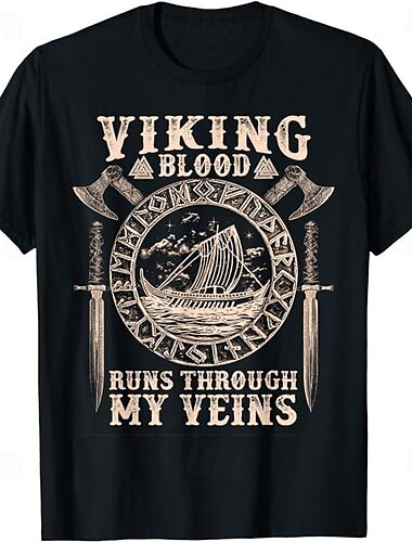  Viking-tatoeage T-Shirt Patroon Grafisch Voor Voor heren Volwassenen Halloween Carnaval Maskerade Heet stempelen Casual / Dagelijks