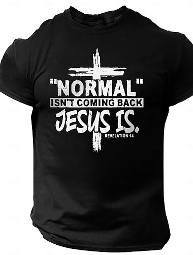  Herren Zitate & Sprüche Kreuz Jesus Buchstabendruck T Shirt T-Shirt 100% Baumwolle Kurzarm Grafik Hemd Schwarz Dunkelgrau Dunkelblau Bequemes T-Shirt Straße Sport im Freien Modedesigner-Kleidung