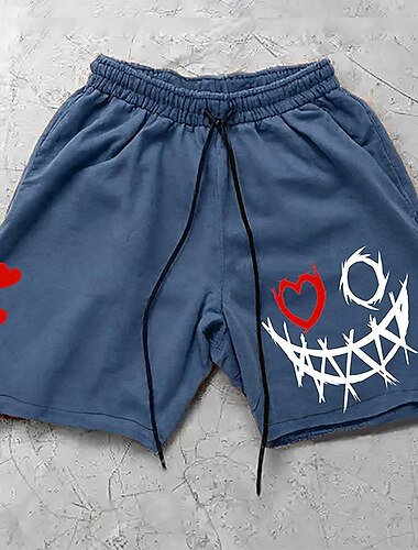  Herren 3D-Druck Lächelndes Gesicht Shorts Kurze Hosen Sommer-Shorts Lässige Shorts Mittlere Taillenlinie Modisch Strassenmode Designer Casual Täglich Festtage Tasche Kordelzug Elastische Taille