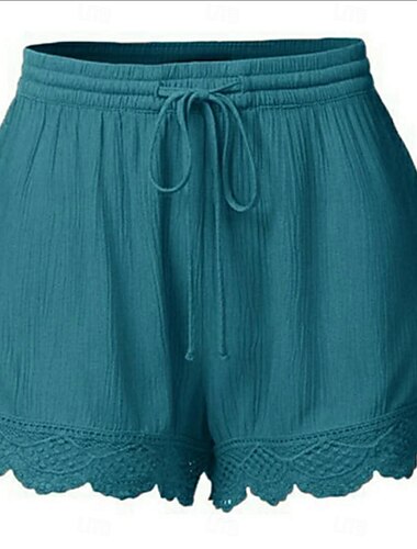  Women's Chinos Shorts Basic Casual Short High Waist Plain Elastic Drawstring Design High Cut Breathability Soft Micro-elastic Casual Daily Weekend Wine Lake Blue Black White Summer Spring Regular Fit