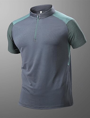  Herren Poloshirt mit Viertelreißverschluss Golfhemd Täglich Festtage Ständer Kurzarm Modisch Basic Farbblock Patchwork Frühling Sommer Regular Fit Schwarz Weiß Marineblau Blau Orange Grau Poloshirt