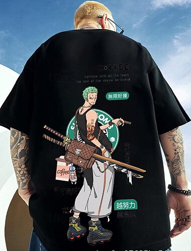  ワンピース ロロノア・ゾロ コスプレ衣装 Ｔシャツ(21) カトゥーン プリント 仕様 原宿 グラフィック柄 カワイイ 用途 男性用 女性用 成人 マスカレード キャンパス 熱間鍛造 ストリート カジュアル／普段着
