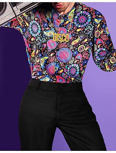  Voor heren Retro vintage Hippie Jaren '70 Kostuumaccessoiresets Blouse / overhemd Cosplay Pruiken  voor  Halloween Maskerade