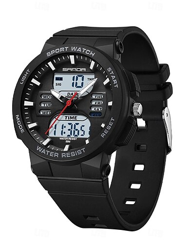  SANDA Herrar Digitalur Mode Avslappnad Affär Armbandsur Luminous Stoppur Nedräkning Kalender TPU Ur