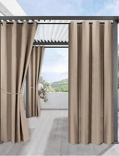  vattentäta utomhusgardiner för isolerade fönster mörkläggningsgardiner linne för sovrum 1 panel värmeisolerande gardiner genomföring för lusthus/veranda inomhus utomhus vardagsrum
