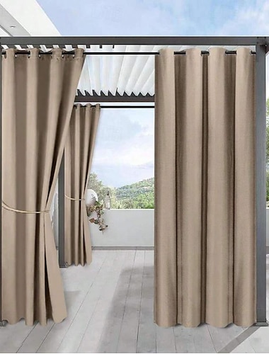  Waterproof Outdoor Curtains for Isolated Windows Blackout Curtains Linen for Bedroom 1 Panel Thermal Insulating Curtains Grommet for Gazebo/Porch Indoor Outdoor living Room