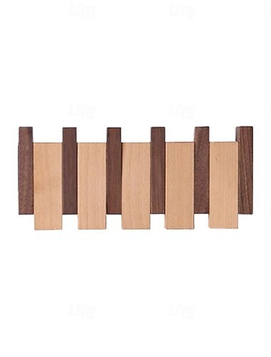  Wandmontierter Massivholz-Kleiderbügel, kreativer Klaviertasten-Kleiderhaken, Wand-Stanzfreier Eingangstür-Eingangs-Kleiderhaken