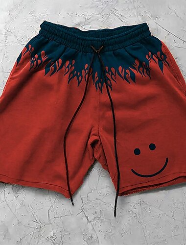 Herren Farbverlauf 3D-Druck Lächelndes Gesicht Shorts Kurze Hosen Sommer-Shorts Lässige Shorts Mittlere Taillenlinie Modisch Strassenmode Designer Casual Täglich Festtage Tasche Kordelzug Elastische
