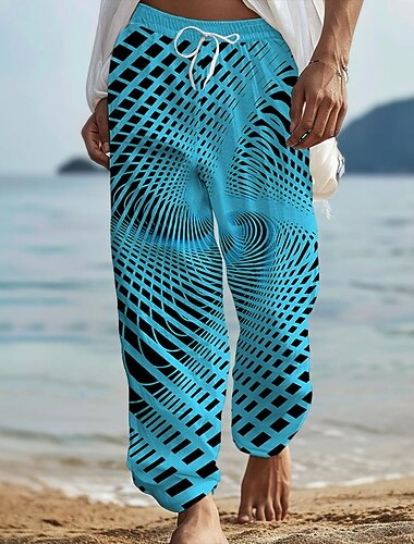  hawaiianske bukser for menn bukser 3d-utskrift bukser med rette ben mid midje snøring elastisk midje utendørs gateferie sommer vår høst avslappet passform uelastisk