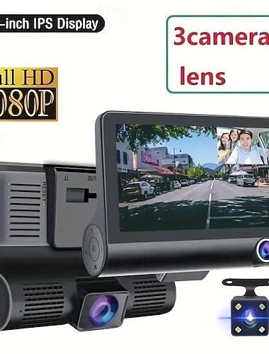  HD 4.0 voiture dvr image de recul garde de stationnement vision nocturne 3 caméra d'enregistrement tachygraphe