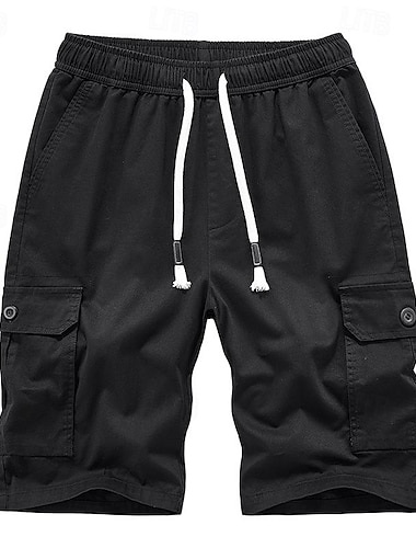  Herren Cargo Shorts Kurze Hosen Shorts Kurze Hosen Bermudas Arbeitsshorts Kordelzug Elastische Taille Multi Pocket Glatt Feuchtigkeitsableitung tragbar Knielänge Outdoor Casual Täglich Modisch