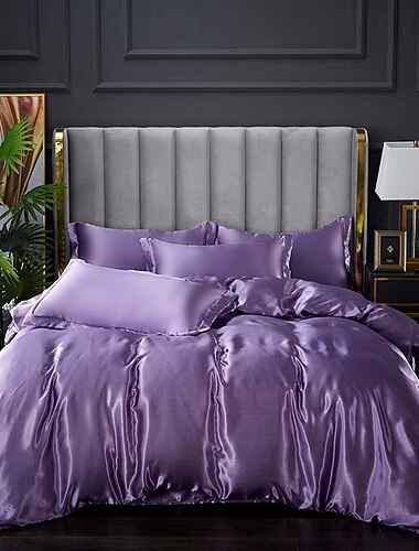  Set copripiumino in raso 3 pezzi set di biancheria da letto in raso di seta di lusso con più colori set copripiumino morbido in tinta unita 1 copripiumino 2 federe