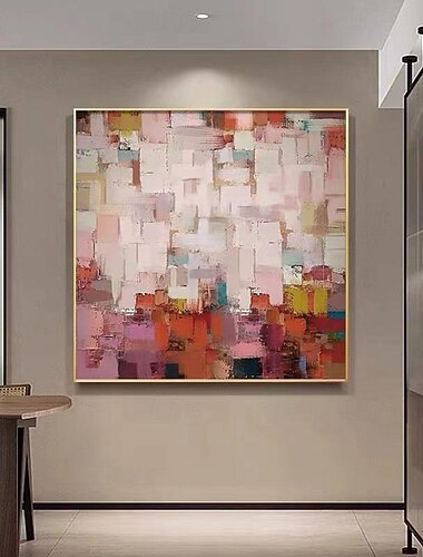  100% fait à la main meilleur art bleu gris jaune rose abstrait épais peinture à l'huile peintures sur toile décor à la maison œuvre pour salon (sans cadre)