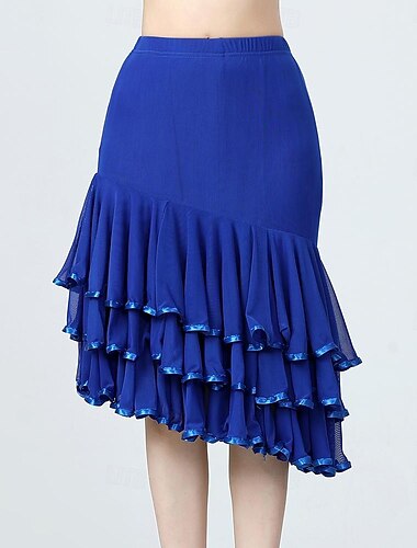  Balli latino-americani Balli da sala Gonne Con balze Colore Puro A fantasia Per donna Prestazioni Addestramento Alto Poliestere Tulle