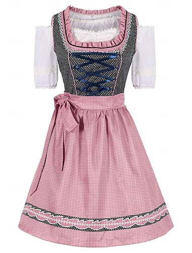  Oktoberfest Klänningar Dirndl Hembiträde Bavarian Ängar Dam Fest Ölfestival Traditionell stil tyg Blus