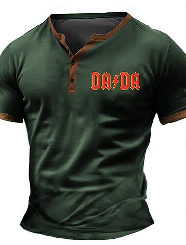  vaderdag papa shirts woord letter mode dagelijks casual heren 3D-printen straat casual dagelijks t-shirt zwart legergroen donkerblauw henley shirt met korte mouwen zomer lente kleding
