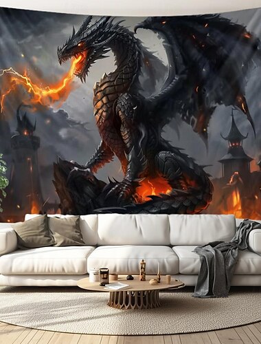  Tapisserie suspendue dragon sauvage, grande tapisserie murale, décor mural, toile de fond, couverture, rideau, décoration de maison, chambre à coucher, salon