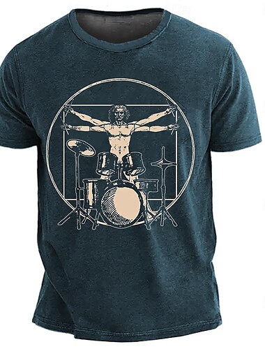  Herren Graphic T Shirt Kurzarm T-Shirt 3D-Druck Rundhalsausschnitt Hemd Retro Vintage Streetstyle Sports Outdoor Festtage Ausgehen Schwarz Blau Purpur Frühling Sommer Bekleidung S M L XL XXL XXXL