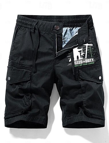  Herren Cargo Shorts Kurze Hosen Kordelzug Graphic Kreuz Knitterfrei Knielänge Outdoor Geschäft Täglich Modisch Designer Schwarz Khaki Mikro-elastisch