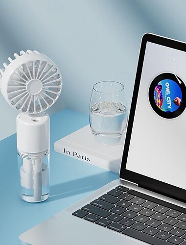  1個のハンドヘルドパーソナルポータブルファン、カーシートファン、USBまたはバッテリー駆動、クールなミストを噴霧可能、デスク、自転車、トレッドミル、キャンプ、旅行での使用に最適