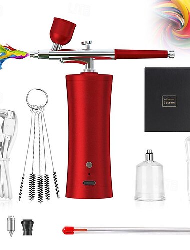  kompaktes, wiederaufladbares Airbrush-Set mit Stromversorgung über USB, präzise 0,3-mm-Spitze, tragbar für Make-up, Tattoos, künstlerisches Basteln