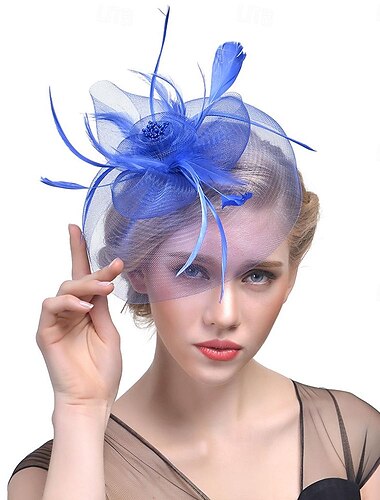  Fascinator Organza Fedora-Hut Schlapphut Schleierhut Teegesellschaft Kentucky Derby Pferderennen Damentag Cocktail Elegant Vintage Einfach Mit Feder Unifarbe Kopfschmuck Kopfbedeckung