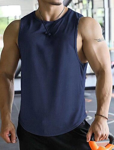  Herren Tank Top Weste Unterhemd Ärmelloses Shirt Ärmellos Runden Frühling & Sommer Einfach Mode Designer Basic Urlaub Straße Ausgehen Schwarz Weiß Marineblau Top T-Shirt für Herren