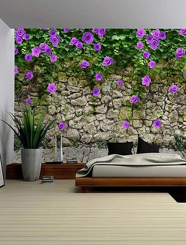  blomst veggteppe veggteppe veggkunst stort billedvev veggmaleri dekor fotografi bakteppe teppe gardin hjem soverom stue dekorasjon