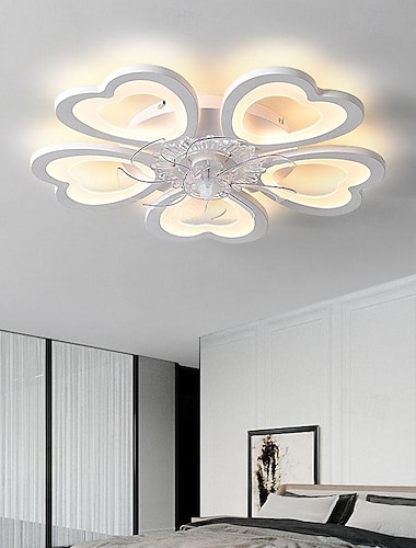  Deckenventilator mit Beleuchtung, 65 cm, dimmbare LED, 3 Farben, 6 Geschwindigkeiten, Zeitsteuerung, umkehrbare Flügel mit Fernbedienung, Haushaltsventilator-Kronleuchter, flacher Deckenventilator für