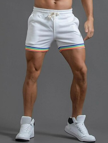  Herren Sweatshorts Kurze Hose Shorts Kurze Hosen Sommer-Shorts Patchwork Kordelzug Elastische Taille Feste Farbe Komfort Atmungsaktiv Kurz Outdoor Täglich Modisch Casual / sportlich Weiß Grün