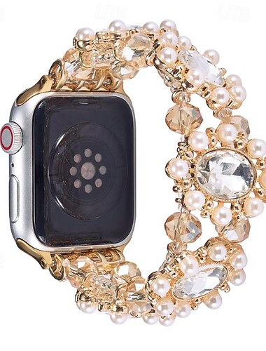  Schmuck Armband Kompatibel mit Apple Watch Armband 38mm 40mm 41mm 42mm 44mm 45mm 49mm Bling-Diamant Perlenbesetzt Verstellbar Legierung Glasperlen Ersatzarmband für iwatch Ultra 2 Series 9 8 7 SE 6 5