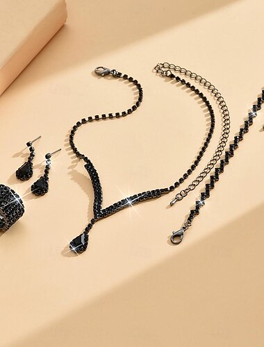  Schmuckset 5 Stück Strass Aleación Haken Ohrringe Halsketten Armbänder Damen Elegant Vintage Modisch Geometrisch Geometrische Form Schmuck-Set Für Party Jahrestag kleid hochzeitsgast