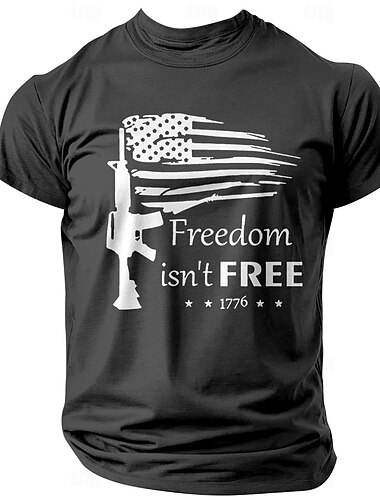  Veteranstag Herren Patriot Patriotischer Veteran Buchstaben T-Shirt Tee Top Baumwolle Kurzarm Grafik Shirt Schwarz Weiß Armeegrün Bequemes Tee Straße Mode Designer
