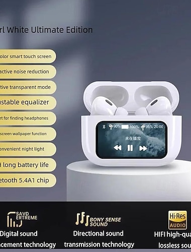  Nouveaux écouteurs sans fil Bluetooth 5.4, écran couleur lcd, casque de sport tws avec suppression du bruit
