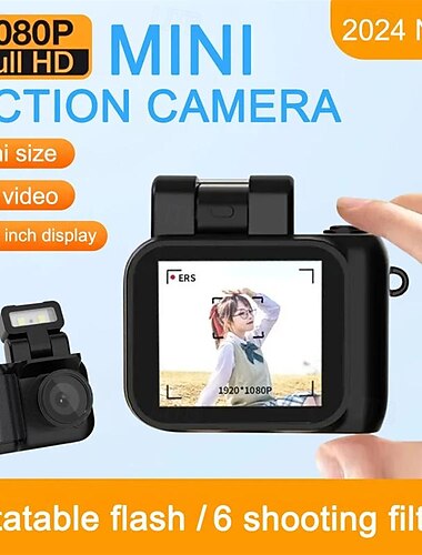  neue Minikamera im Monoreflex-Stil, CMOS, mit Blitzlicht und Akku-Dock, tragbarer Videorecorder, DV 1080p, mit LCD-Bildschirm