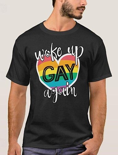 LGBTQ T-Shirt Camisas del Orgullo Arco iris Desperté gay otra vez Gracioso lesbiana Homosexuales Para Pareja Unisexo Adulto Mascarada Estampado en caliente Desfile del orgullo Mes del Orgullo