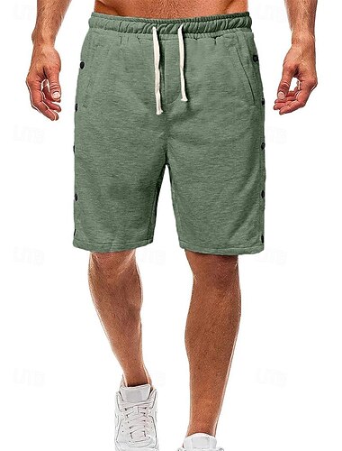  Herren Sweatshorts Kurze Hose Shorts Kurze Hosen Bermudas Kordelzug Elastische Taille Seitentaste Glatt Komfort Weich Knielänge Outdoor Täglich Modisch Strassenmode Schwarz Grün Mikro-elastisch