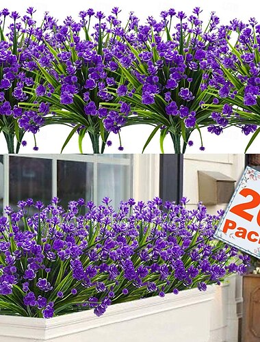  20 pack διακοσμητικά εξωτερικού χώρου τεχνητά λουλούδια - πλαστικοί θάμνοι ανθεκτικοί στην υπεριώδη ακτινοβολία και ψεύτικα λουλούδια για διακόσμηση εξωτερικού χώρου
