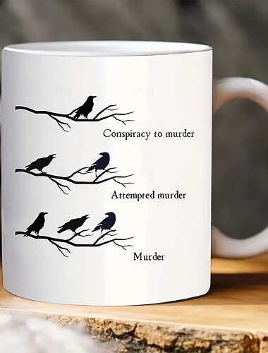  1 יחידה אביזר קונספירציה עורב מתנה מצחיק ספל קפה ספל קפה עורב אוהב עורב ספל עורב מתנה חובב עורבים מתנה לאוהד עורב הומוריסטית ספל עורב מצחיק מתנה כוס תה 11oz ספל קפה קרמי כפול-si