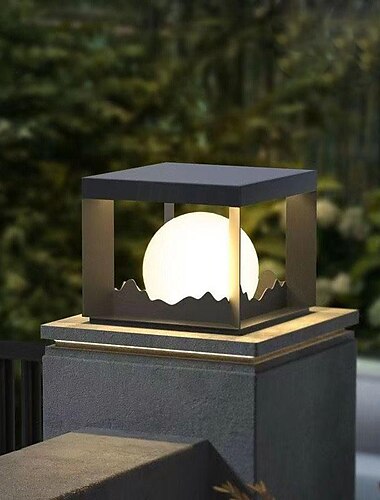  Außensäulenleuchte IP65 wasserdichte Säulenlaterne 30/40 cm Luxus-Säulenlaterne mit Säulenmontagesockel, moderne europäische PC-Säulenbeleuchtung, LED-Säulenleuchten für den Außenbereich für Garten