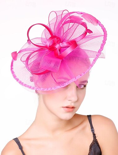  Fascinatoren Hüte Kopfbedeckungen Organza Fedora-Hut Schlapphut Schleierhut Pferderennen Cocktail Elegant Retro Mit Feder Pure Farbe Kopfschmuck Kopfbedeckung