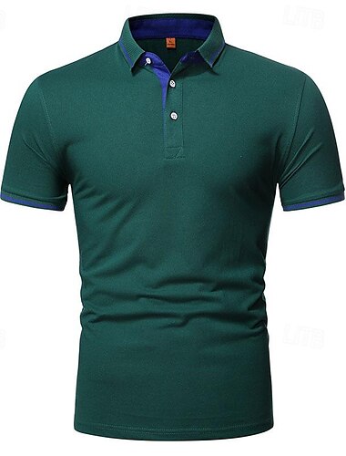  Hombre Camiseta de golf polo de golf Trabajo Casual Diseño Manga Corta Básico Moderno Plano Retazos Botón Primavera verano Ajuste regular Negro Blanco Amarillo Verde Claro Rojo Azul Marino Camiseta