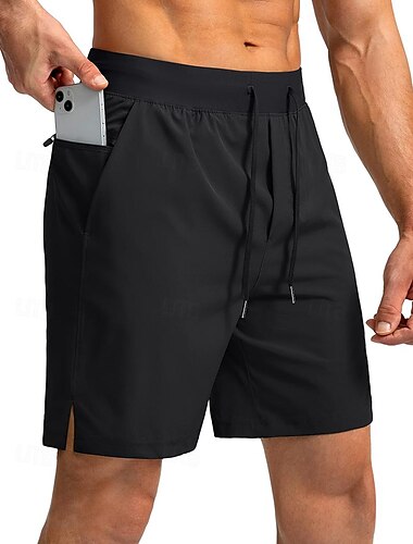  Herren Shorts Kurze Hosen Sommer-Shorts Trainingsshorts Lässige Shorts Kordelzug Elastische Taille Tasche mit Reißverschluss Glatt Schnelltrocknend Leichtgewichtig Knielänge Outdoor Yoga Fitnessstudio